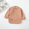 Solid Color Baby Bibs with Long Sleeves Waterproof Children's Feeding Apron Bib for Boys Girls Easy Clean Toddler Art Smocks