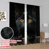 2D Flat Printing 2pcs Window Curtains Black Cat Animals Versatile Polyester Fabric  Without Electricity Family Party Decoration