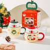 Weihnachtsgeschenke Friedensfrucht Keramiktasse mit Deckel Kreativer Becher für Mädchen Niedliche Haushalts-Wasserbecher Büro