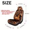 2pcs Elegant Horse Car Seat Covers - Luxury Floral Design With Brown & Golden Accents, Fit All-Season Use, Easy Install & Washab