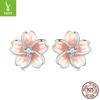 Yin Ziyun Cherry Blossom Pink Gradient Sterling Silver Earrings - Romantic Floral Birthday Gift