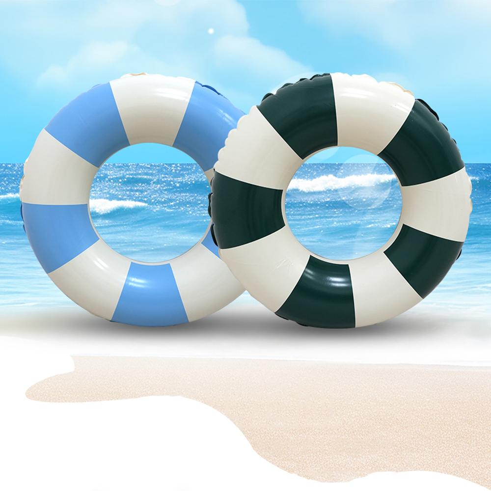 Summer Multicolor Striped Inflatable Swim Ring Thick PVC Leakproof Portable Foldable Pool Float Swimming Circle for Adults Kids