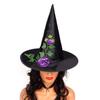 Foldable Flower Wizard Cap Rose Feather Halloween Cap Funny Halloween Witch Hat  Women