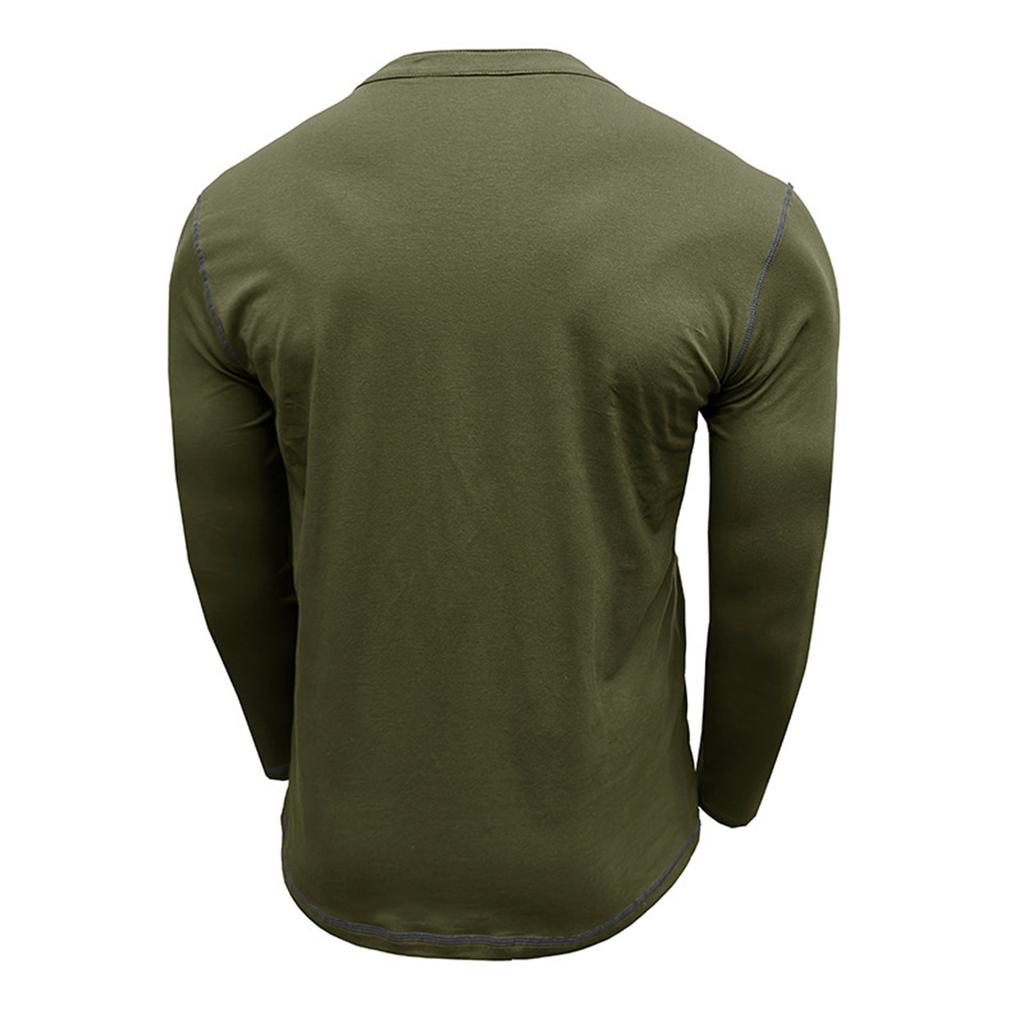 Herr T-shirt med lång ärm, färgblock, rund halsringning, retrotopp, för vår och höst