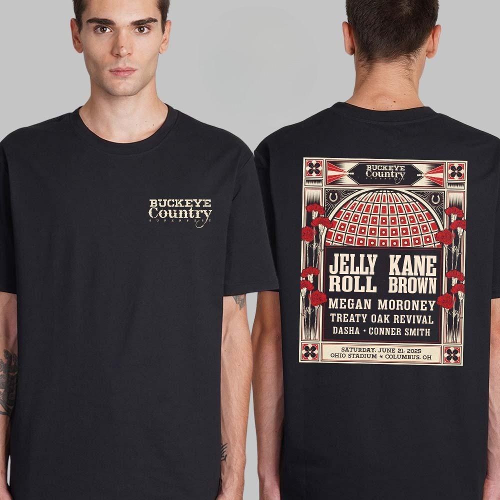 Vzácné tričko s motivem lebky kovboje Buckeye Country Superfest 2025, oboustranné, unisex T, špičkový luxus pro muže i ženy, top Y2k
