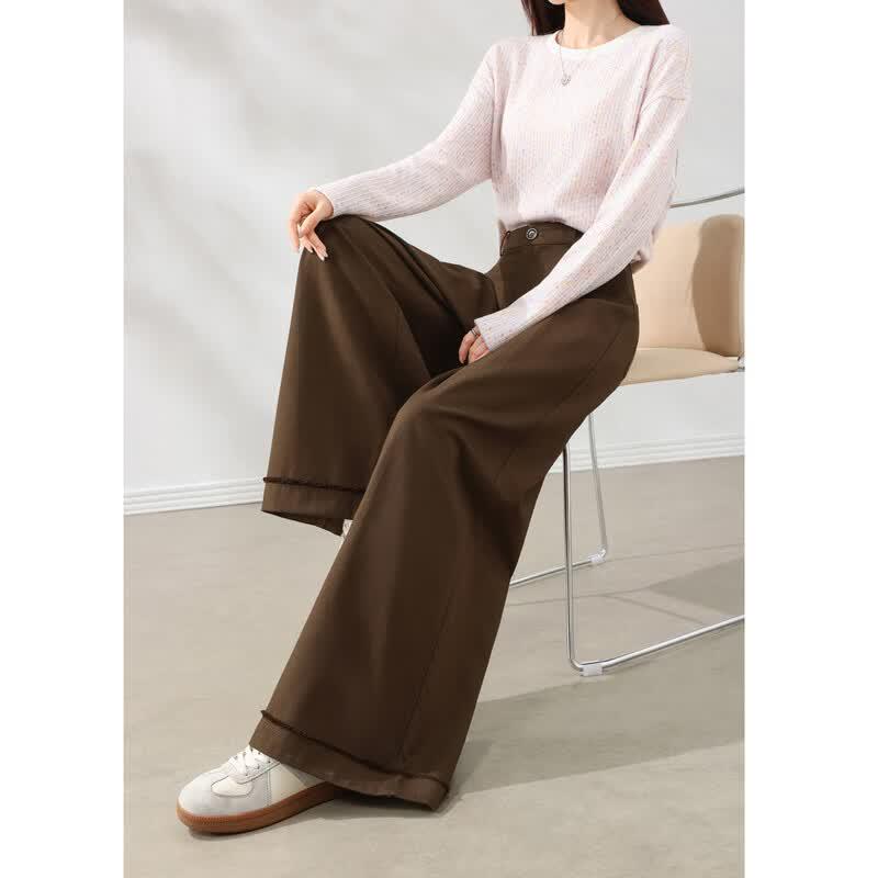 Women's Casual Frayed High-Waist Wide-Leg Pants
