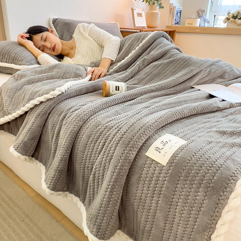 Category A Thicken Jacquard Velvet Warm Autumn Winter Blankets Soft Skin-friendly Warmth Sofa Blanket Warmth Comfortable Duvet