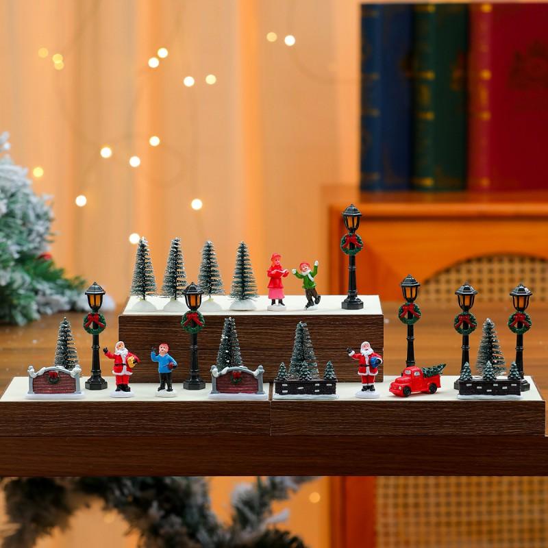 Christmas Desktop Scene Decoration Set Resin Figurines Xmas Ornaments Small