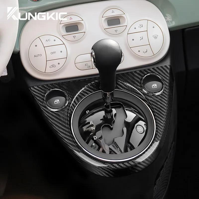 For Fiat 500 2011- For Abarth 595 695 2016-     Manual Gear Shift Cover Real Hard Carbon Fiber Sticker