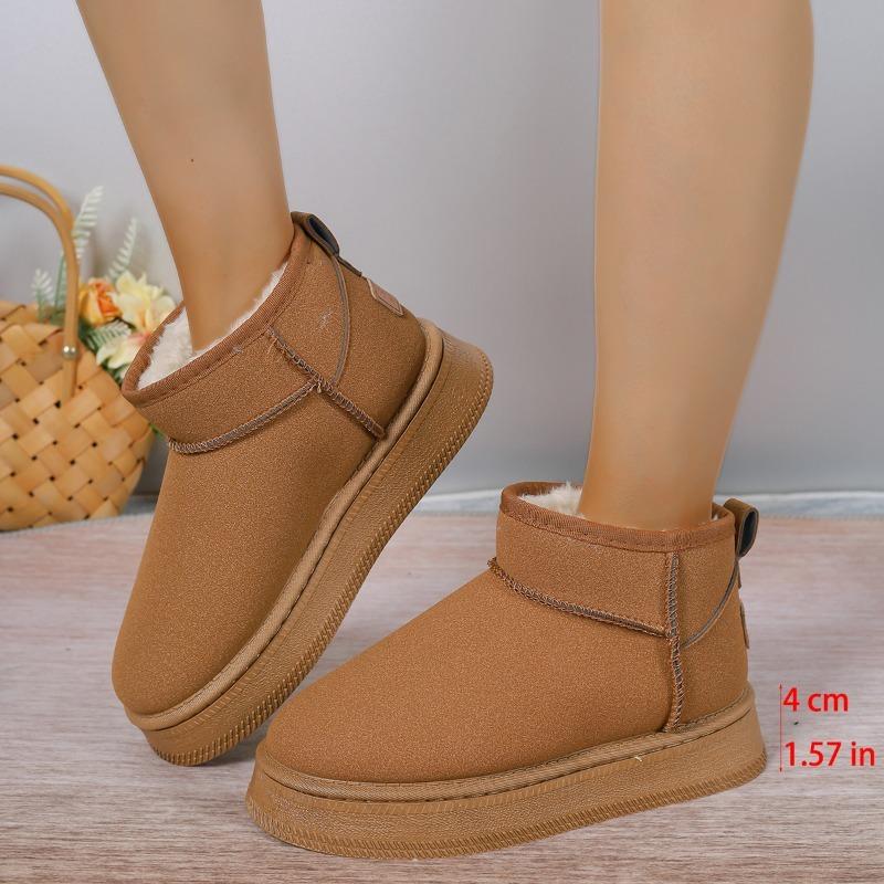 Thick Plush Platform Snow Boots Women Winter Keep Warm Fur Cotton Shoes Woman Faux Suede Slip-On Ankle Botas Padded Shoes