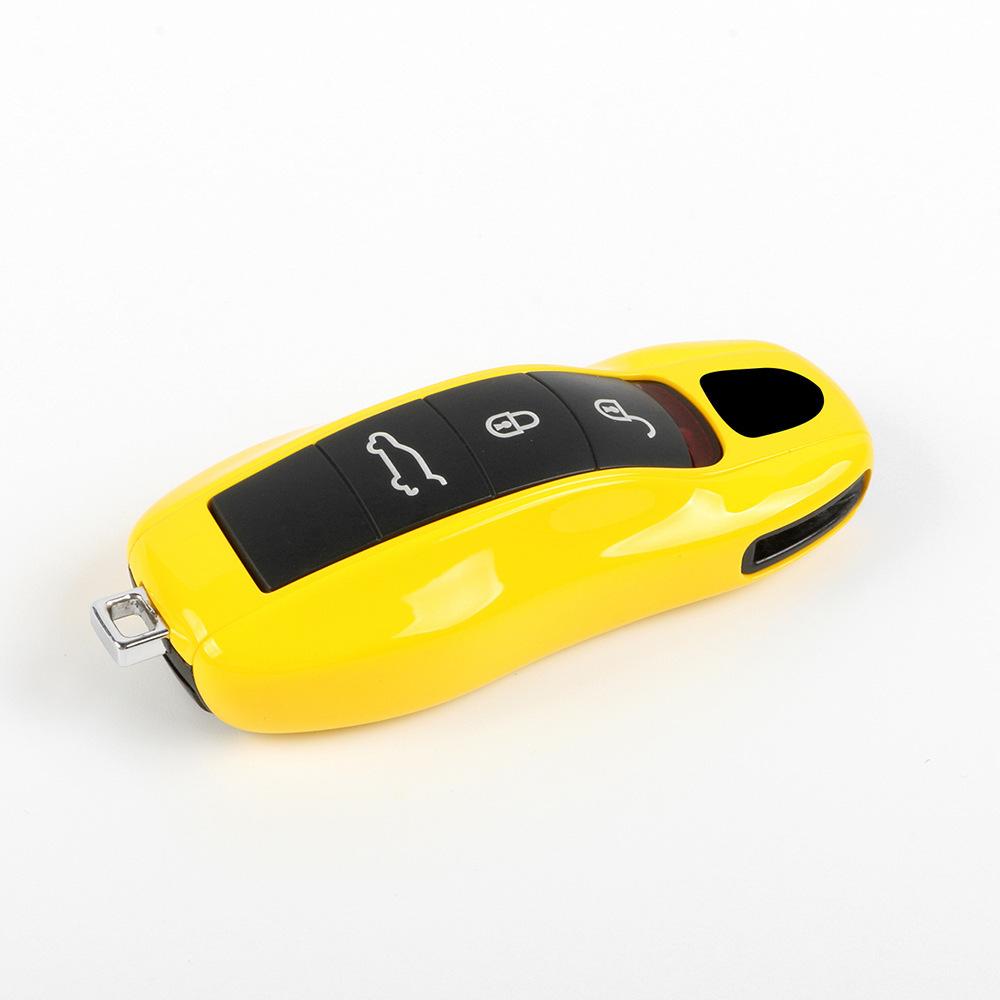 For Porsche Solid Color Key Case Cayenne Macan718 Taycan911 Paramela Racing Yellow