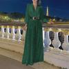 Pailletten-Taillenkleid V-Ausschnitt Langarm Mode Damen Hose Weites Bein Französisch für Frühling Herbst