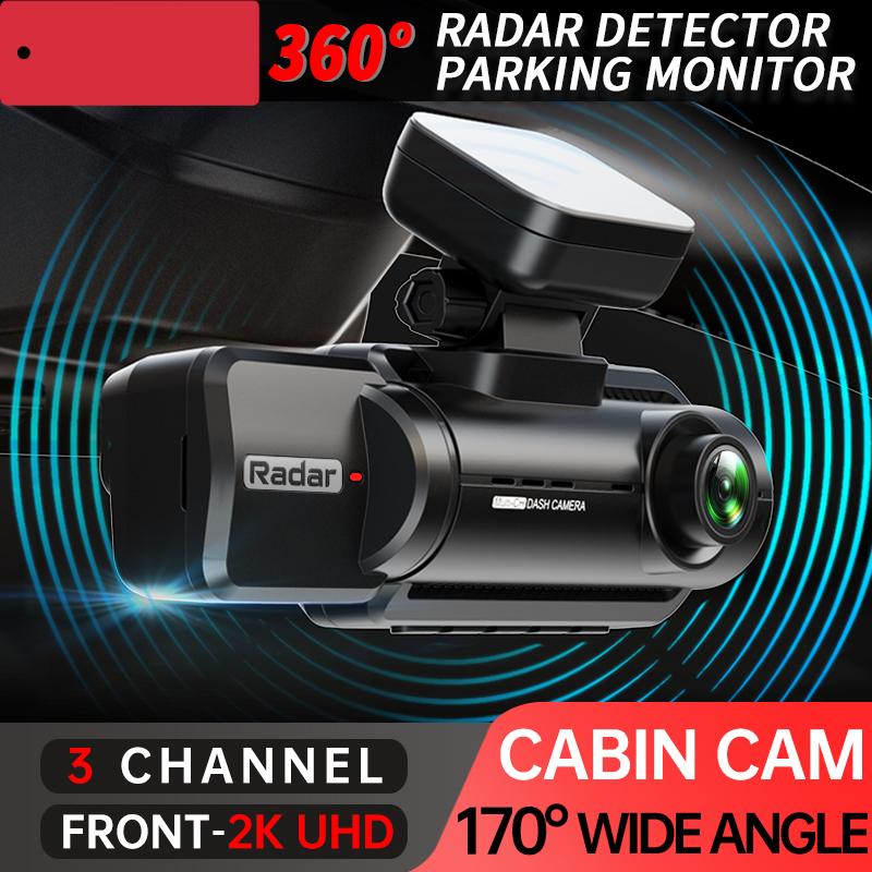 

FONDIM 3-канальный видеорегистратор 4K/2K спереди и 1080P сзади/в салоне с круглосуточным парковочным монитором, GPS-видеорегистратором, ИК-ночным видением (А99ВБ)