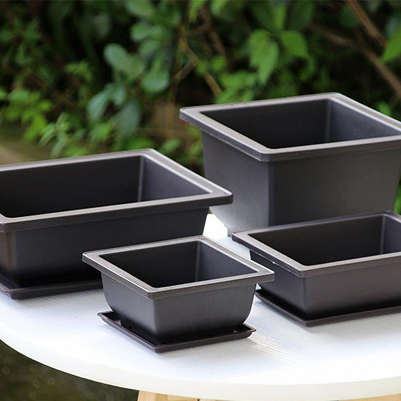 1PC Plastic Flower Pot Balcony Square Flower Pot Flower Bonsai Bowl Nursery Pot Flower Pot Imitation Rectangle Nursery Basin