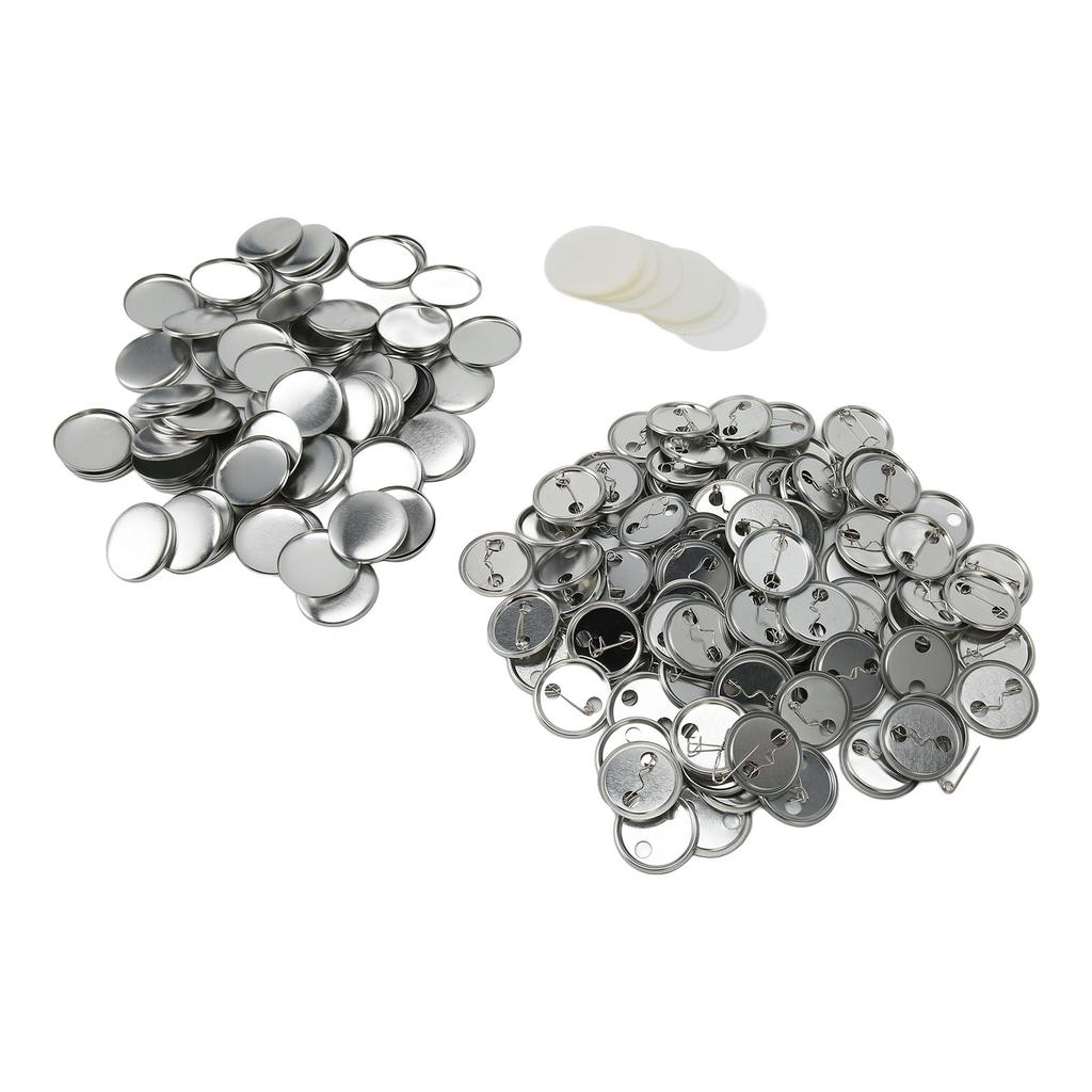 100 Sets Blank Button Badge Parts Set Round Shape Rust Prevention Easy Print Button Pin Badge Kit for Button Making Machine