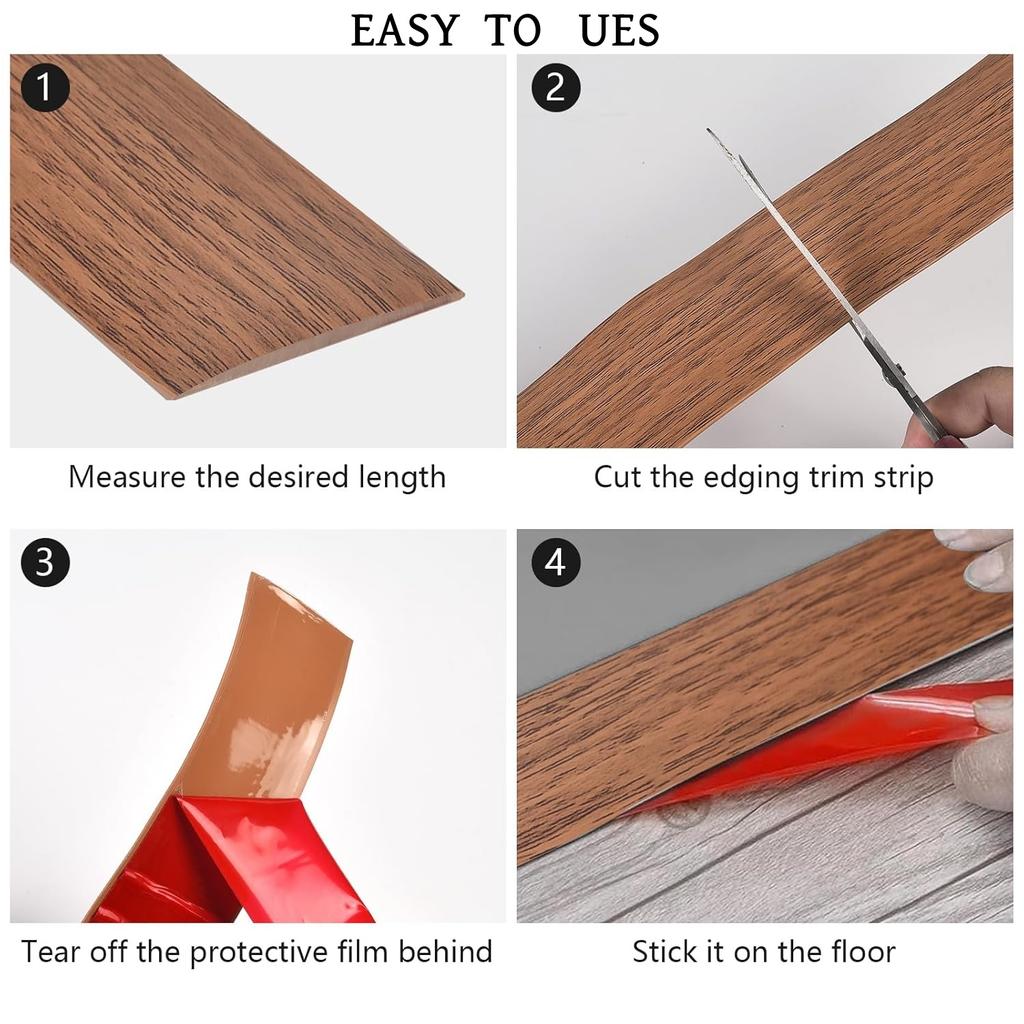 1Pc 5cm/1.96in PVC Wooden Floor Transition Strip, Self-adhesive Edge Sealing Strip, Self-adhesive Threshold Strip