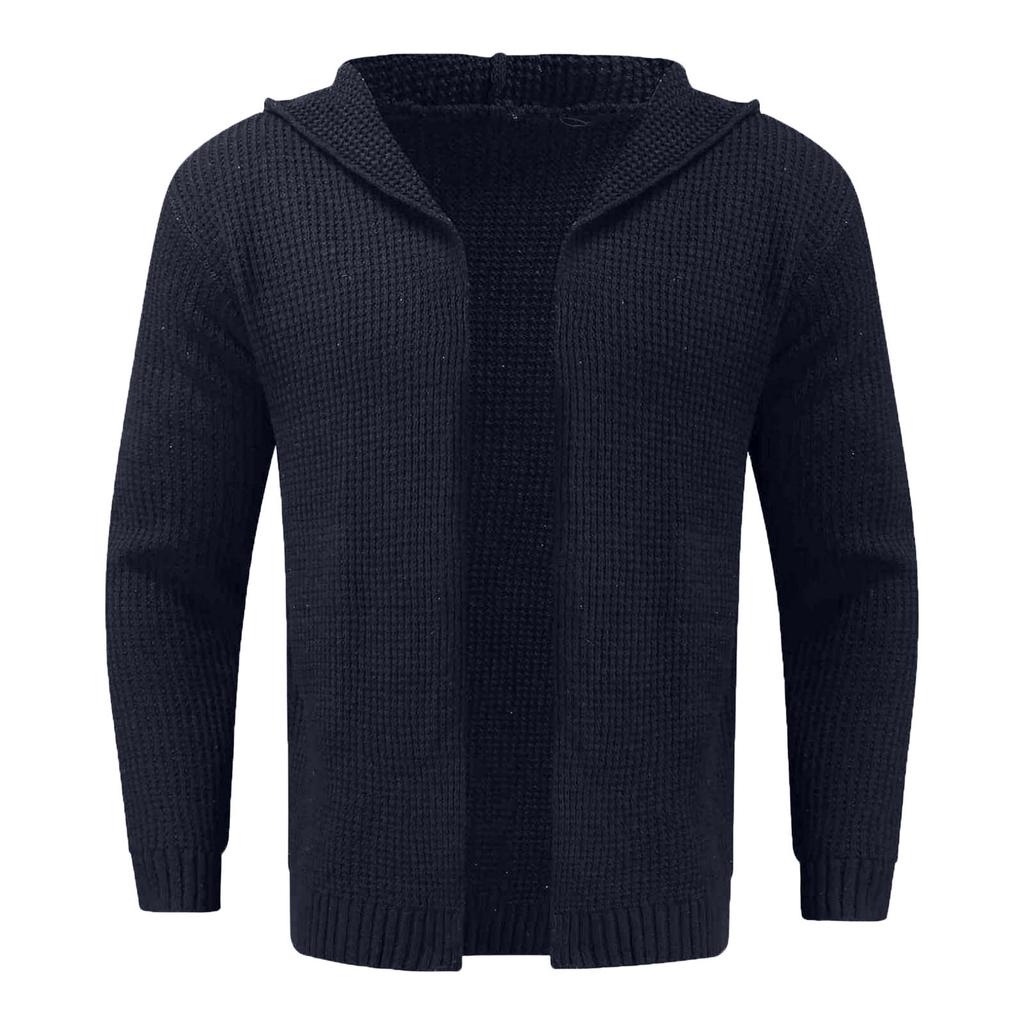 Mens Cardigan Sweater Shawl Collar Chunky Warm Open Front Long Sleeve Knit Slim Fit Coats