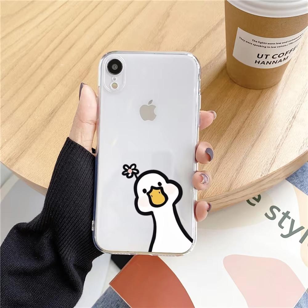 Transparent TPU Phone Case Funny Duck for Oppo Reno14 Reno13 Reno12 Reno11 Reno10 Reno8 Reno7 Reno6 Reno5 F Pro Plus 4G 5G