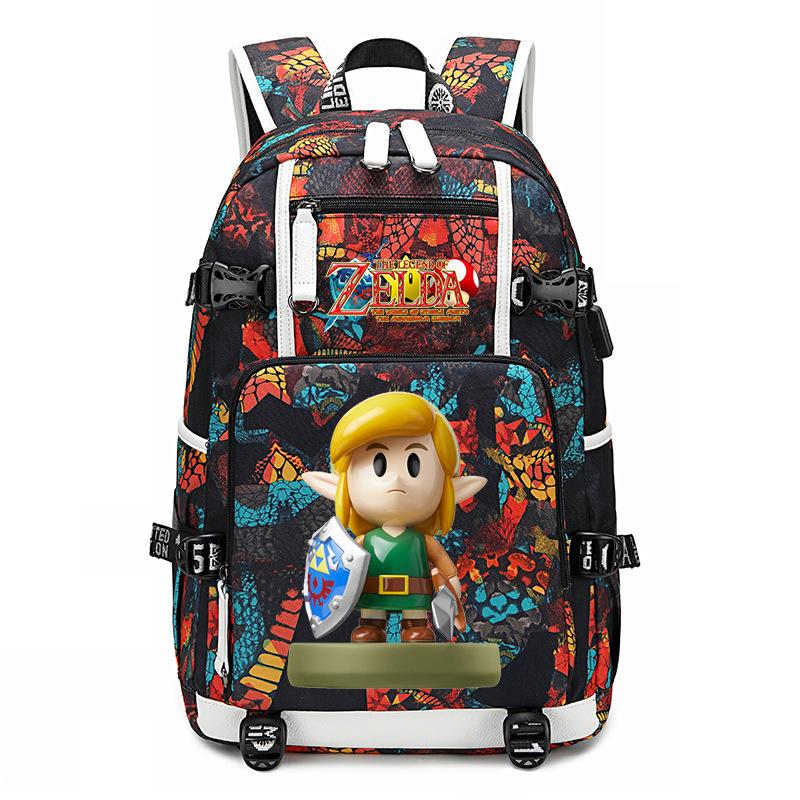 Zelda Zelda Plecak z Nadrukiem Akcesoria Outdoorowy Port USB Duża Pojemność Plecak Podróżny