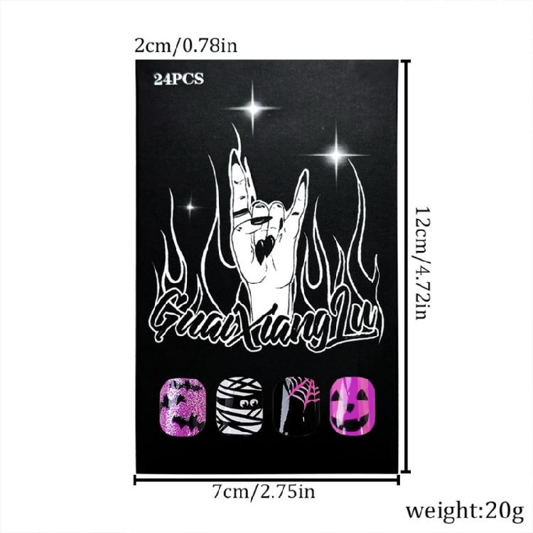 24 Pcs Halloween Artificial Nails Halloween Press On Nails Short Square False Nails Full Cover Stick on Nails