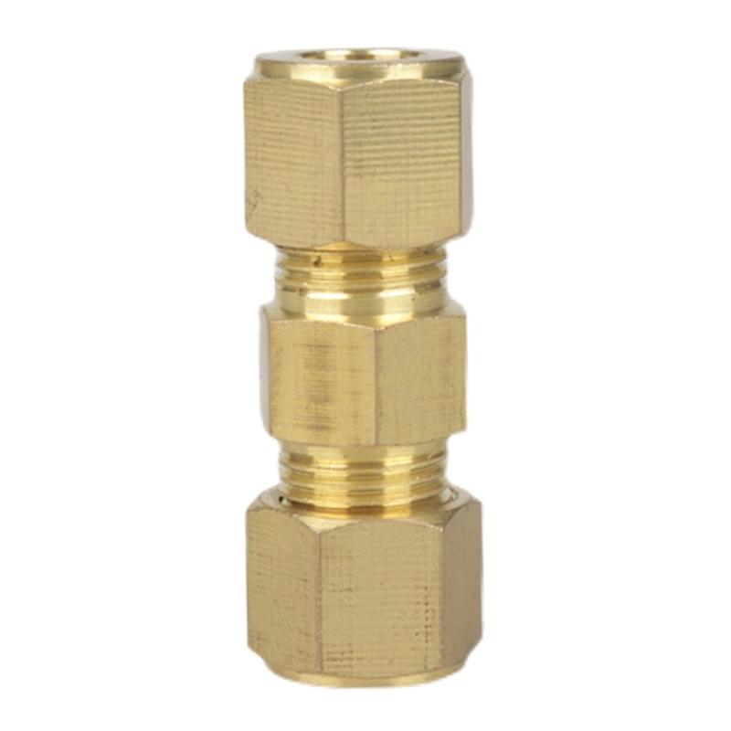 Home Appliance Brass Compression Tube Fittings 1/4inch Od Pipe Connector for Refrigerator Water Line Plumbing Connection