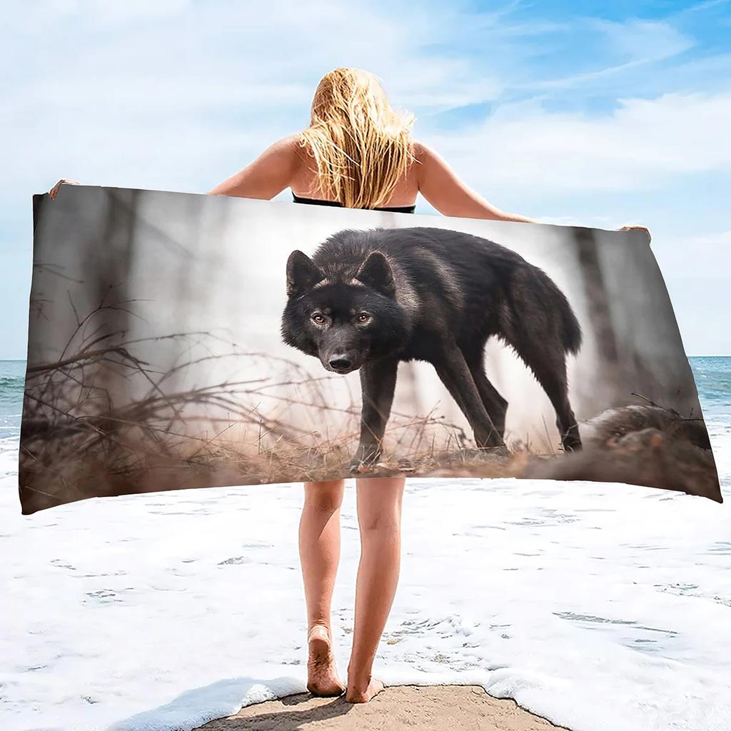 Wolf Beach Towel Groups of Wolves Wild Animal Design Soft Sand Free Bath Towel Quick Dry Sport Spa Yoga Gym Kitchen Hand Towels