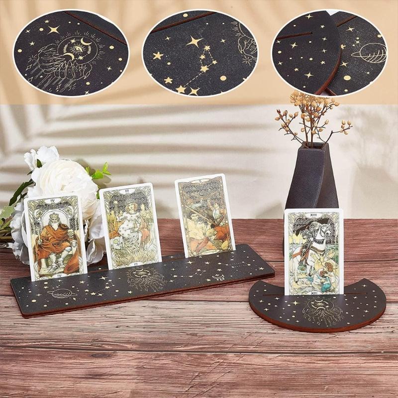Witchcraft Supplies Wood Cards Stand Holder Moon Phases Tarot Altar Stand Holder Witch Divinations Tarots Display Base