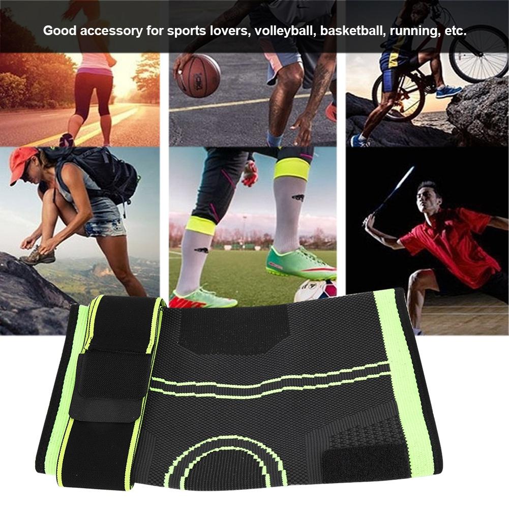 Knee Support Brace Guard Adjustable Band Knees Sleeve Protector Outdoor Indoor Sports Green L