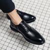 Large size leather shoes new autumn British business dress groom wedding brown pointed casual derby shoes