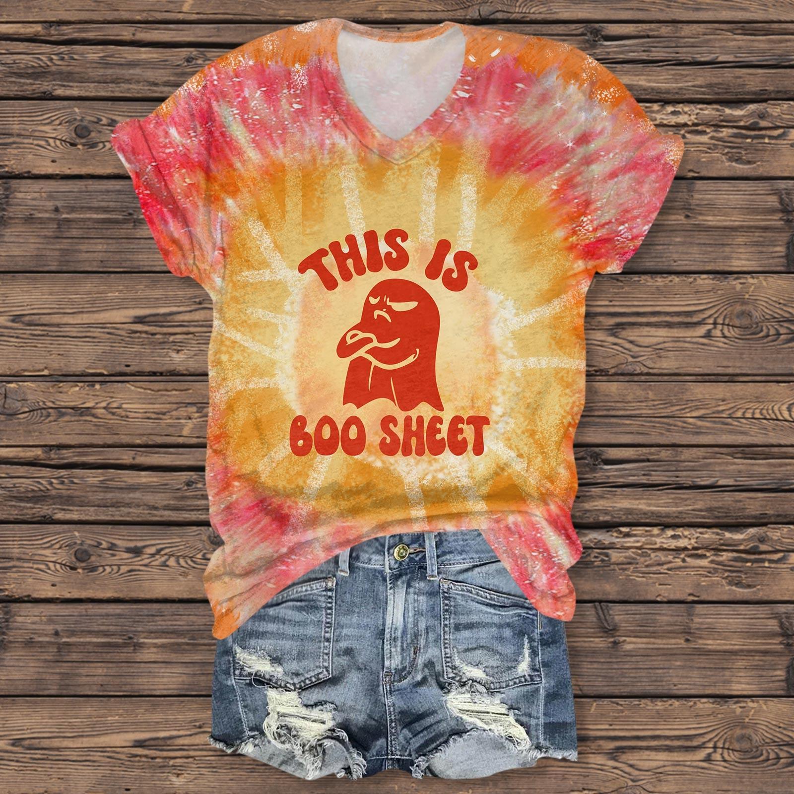 Женская повседневная футболка с короткими рукавами и V-образным вырезом на тему Хэллоуина — фото 5