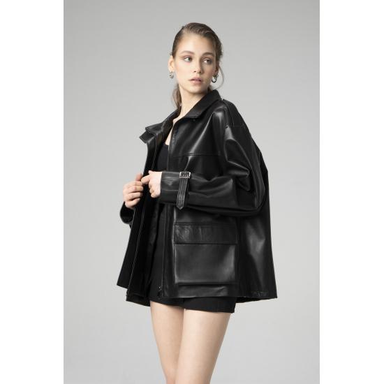 Paltoane de damă Wm042 Îmbrăcăminte ocazională Paltoane de damă din piele naturală