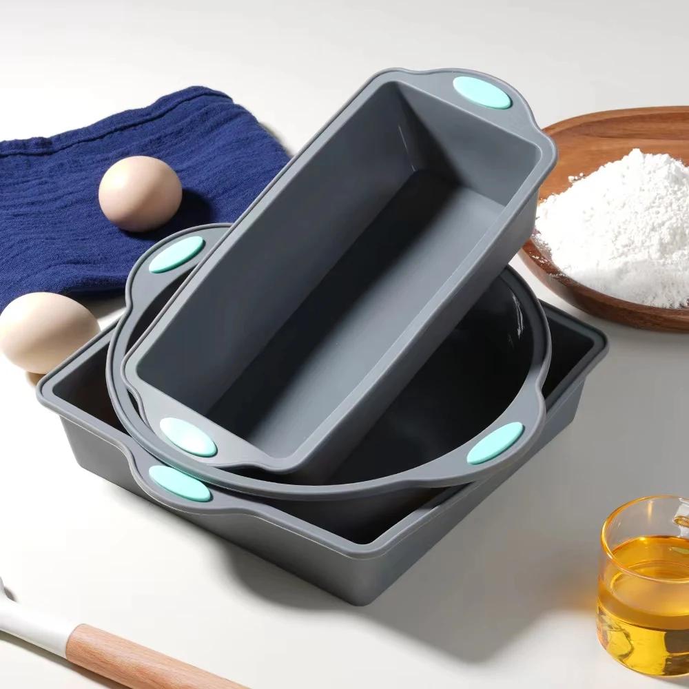 Grey Heat-resistant Silicone Cake Mold Pan 2/3Pcs Baking Tray Non-Stick Bread Pie Mould Baking for DIY Cake Kitchen Accessories