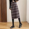 TERRE BLEUE Women's Retro Plaid Pencil Skirt