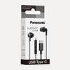 Panasonic RP-HJE150C-K Black USB Type-C Wired Canal Earphones, Mic & Remote, 10.7mm Driver, 1.2m Cable