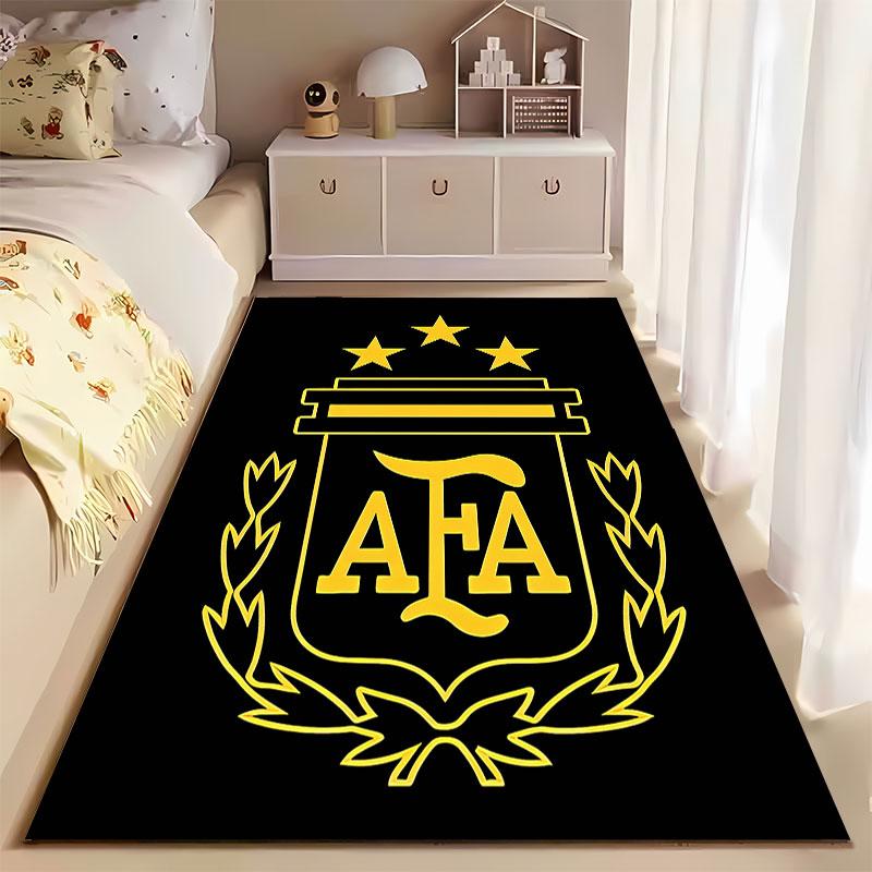 Golden Logo on Black Carpet suitable as a non-slip mat for the living room or bedroom sofa
