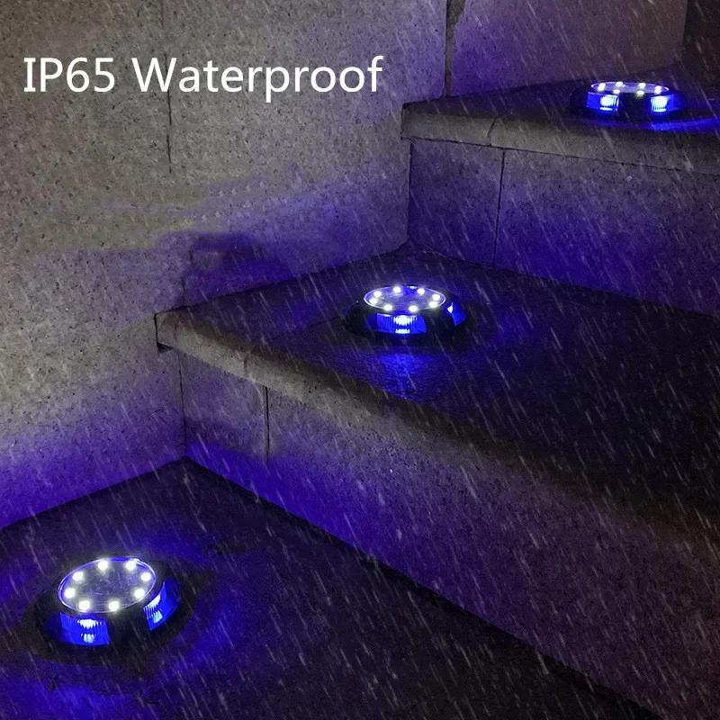 4PCS 12LED Solar Power Disk Light Outdoor Garden Solar Underground Light Deck Light Spotlight Buried Solar LED Lamp Garden Decor