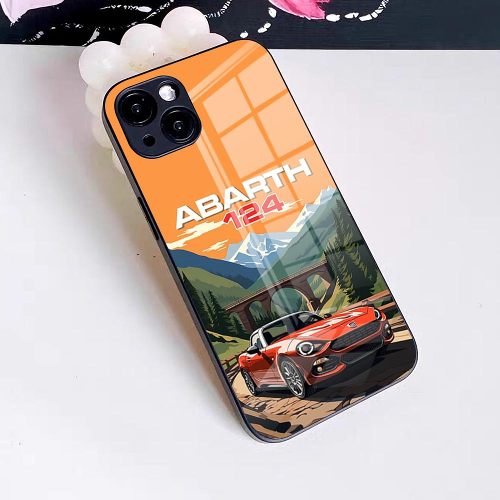 A-abarth Car Phone Case For IPhone 17 Pro Max 16 15 14 Pro Max 13 11 X Xs Xr 8 7Plus Glass Cover