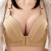 Plus Size Front Closure Wire-Free Bra for Middle-Aged & Elderly: Side Support, Comfortable Thin Cup, Perfect for Moms