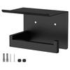 Toilet Paper Holder with Phone Shelf Wall Mounted Matte Black Toilet Roll Dispenser Stainless Steel Tissue Roll Holder for Home