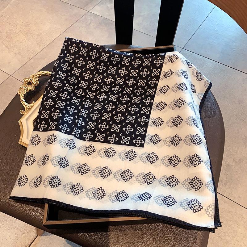 Double-sided Imitation Silk Wool Scarf Silk Scarf Women's New Neck Scarf Shirt Small Square Scarf Scarf Mother Gift