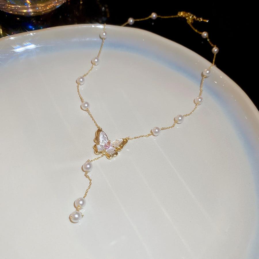 French Vintage Baroque Pearl Necklace Summer Niche Premium Sense Clavicle Chain Light Luxury Versatile Necklace Women