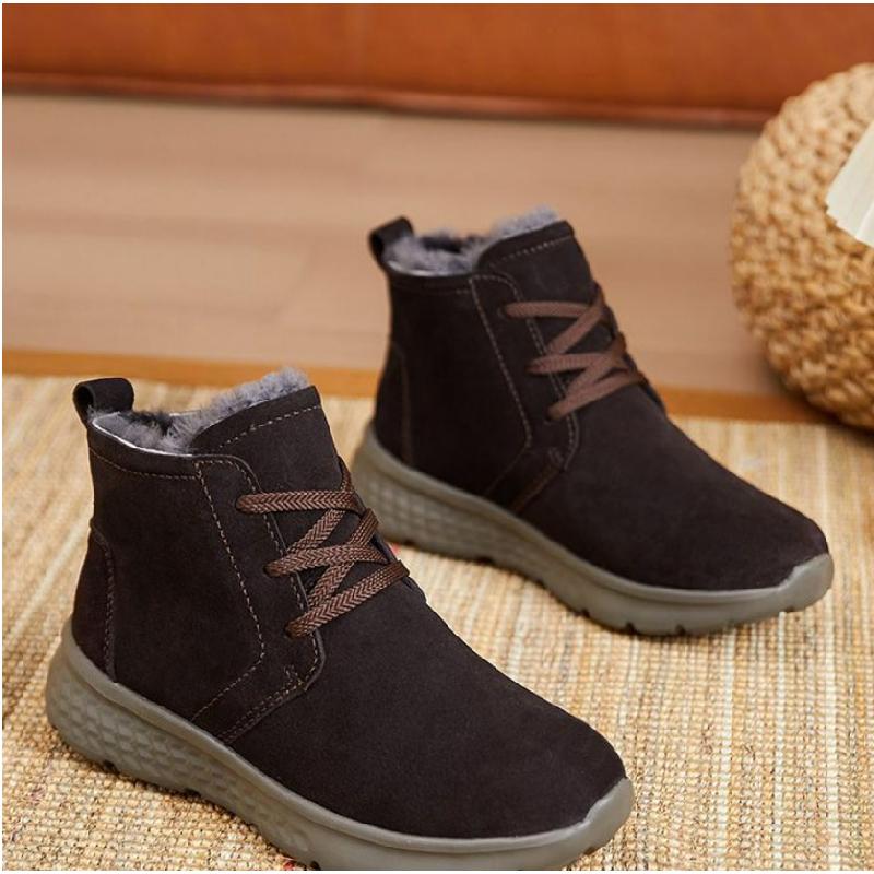 New Women's Matte Suede Snow Boots - Solid Color Lace-Up Ankle Boots with Anti-Slip Sole, Winter Warm Casual Shoes