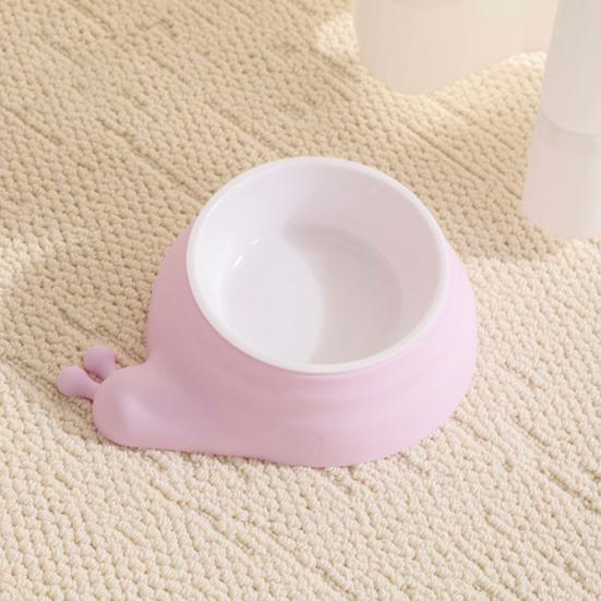 Pet Bowl with Anti-Slip Mat Base Stable Non-Slip Cat Food Bowl Tilted Design Rounded Arc Smooth Edges Pet Cat Feeding
