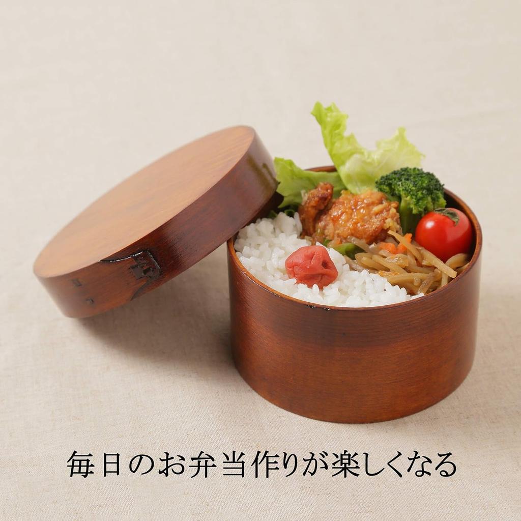 Osaka Choseido Magewappa Bento Single Lunch Bonus Beige Band Box, Round, Tier, Band, Included, Small, 450cc,