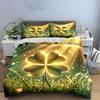 Golden Clover Decor Set Bedding Set with 1 Duvet Cover 2 Pillowcases Single Double King Queen, Gift