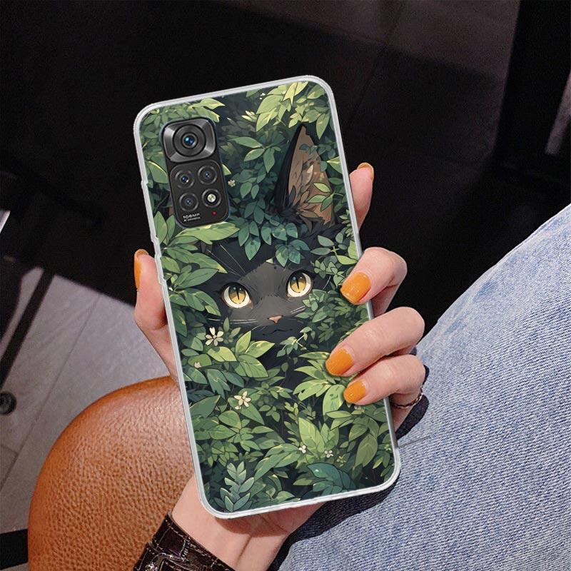 Anime Cute Black Cat Meow Phnoe Case for Phnoe Case for Xiaomi Redmi Note 15 14 14S 13 Pro Plus 12 12S 11S 11E 10S 10 11T 5G Uni