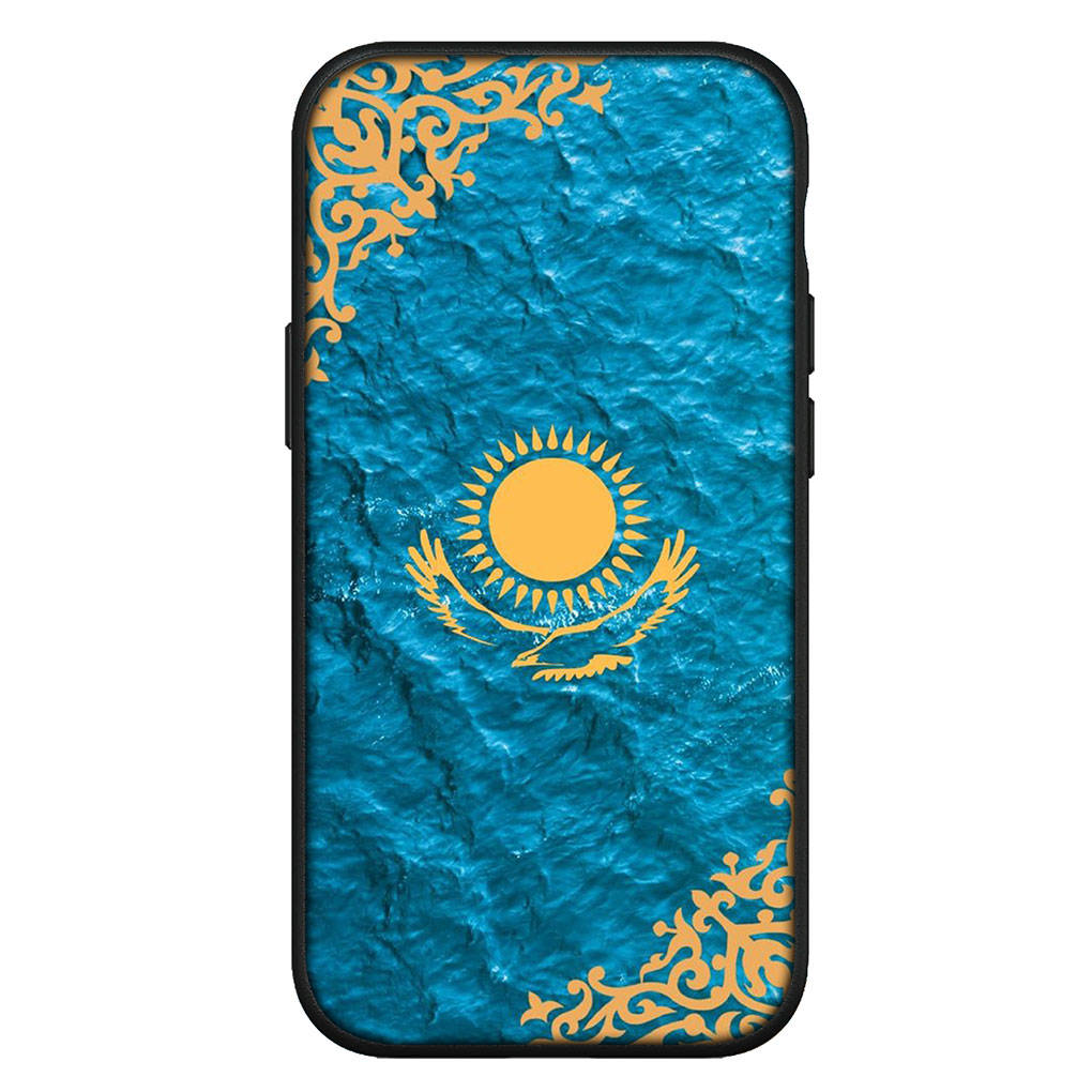 Hülle für iPhone 16 15 Xiaomi Redmi Note 14 13 12 11 Pro Max X 8 9 16e Samsung Galaxy S25 S24 S23 Moto G54 OPPO Huawei Kasachstan Flagge Karte Handyhülle