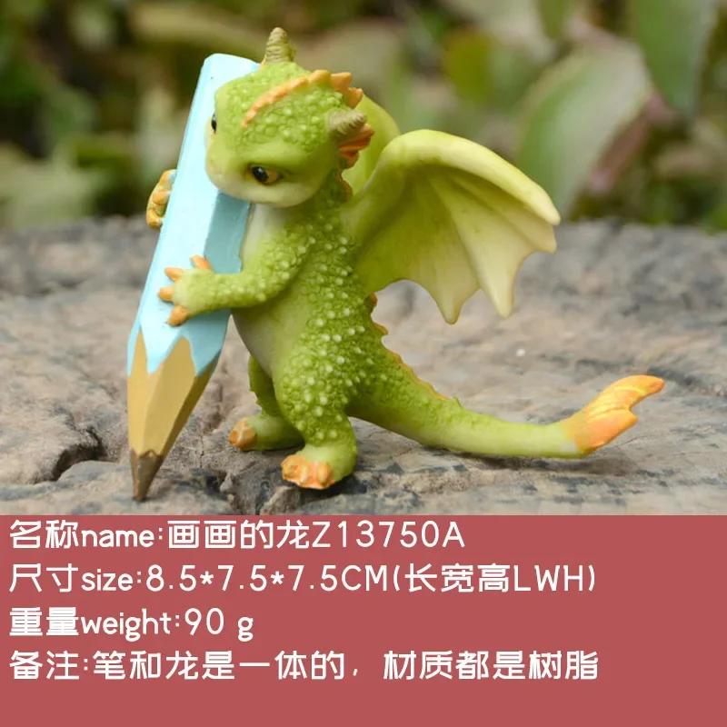 Resin Simulation Magic Animal Dragon Dinosaur Miniature Fairy Garden Terrarium Bonsai Decor Dragon Figurine