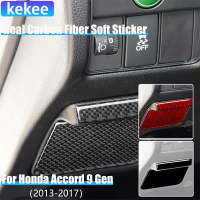 Real Carbon Fiber Car Accessories Driver Storage Panel Trim Cover Soft Sticker For Honda Accord 9th Gen 2014 2015 2016 2017