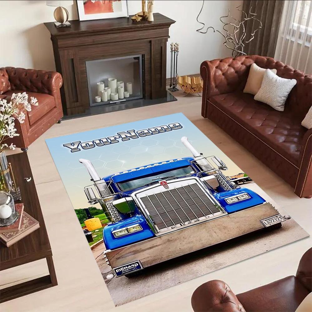 Kw Heavy Trucks Customizable Name Area Rug Suitable for Foyer Outdoor Decorate room Study room Anti-slip Rug Office home decor
